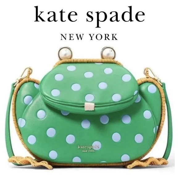 kate spade new york Handbags - Kate Spade Lily Polka Dot Wicker 3D Frog Crossbody Novelty Bag